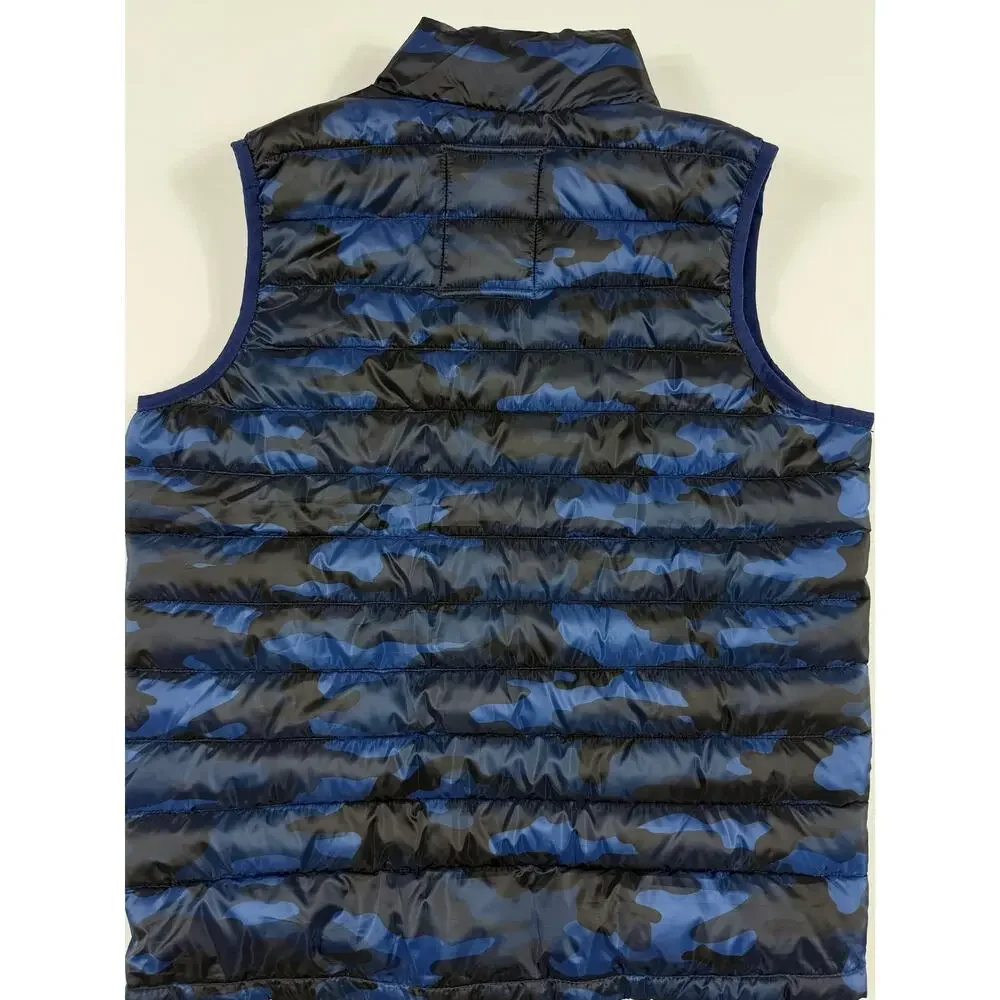 Gap Kids Boys’ Lightweight Puffer Vest Blue Camo Large 10-11